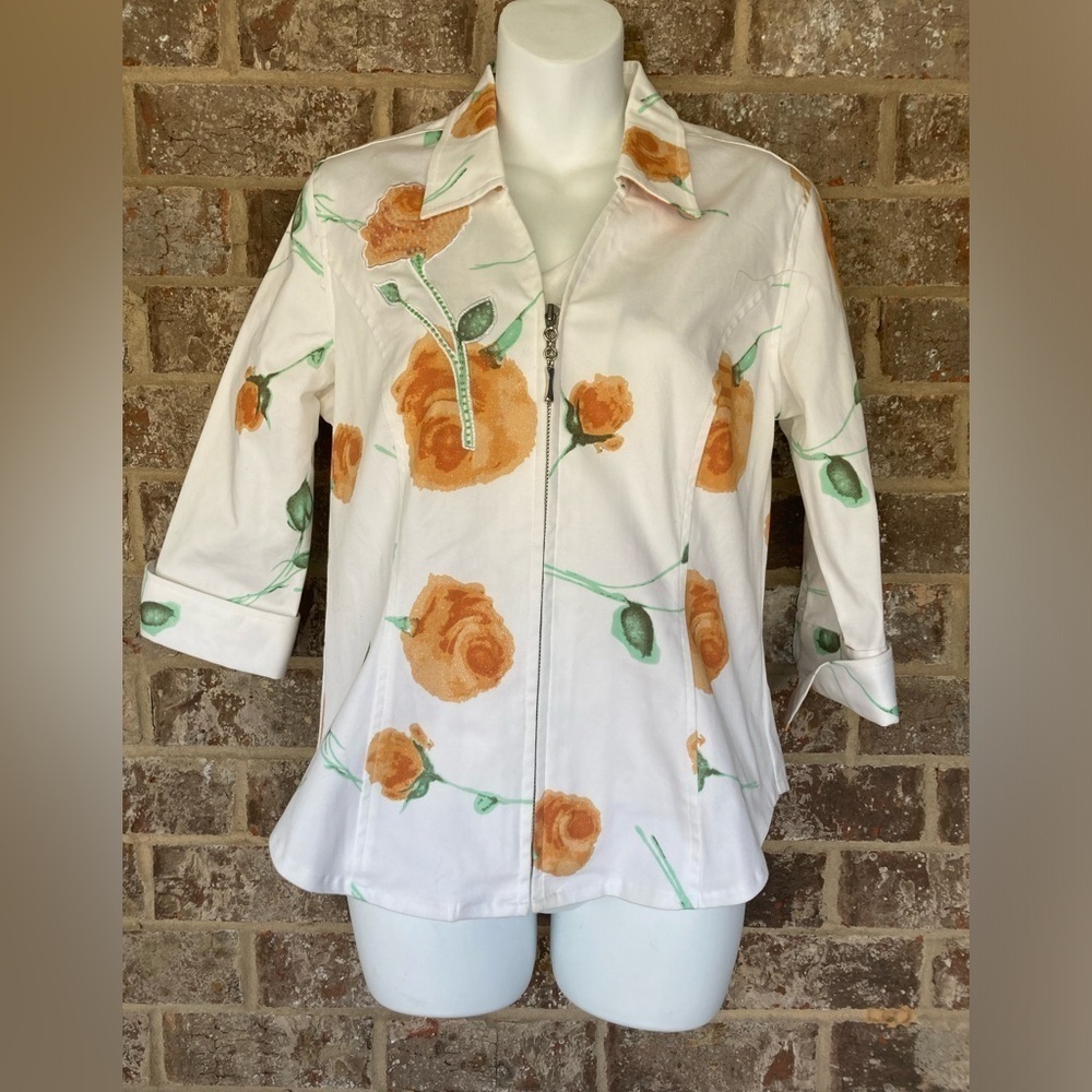 Christine Phillipe white Blazer Top Size 4 S beaded sequins stunning